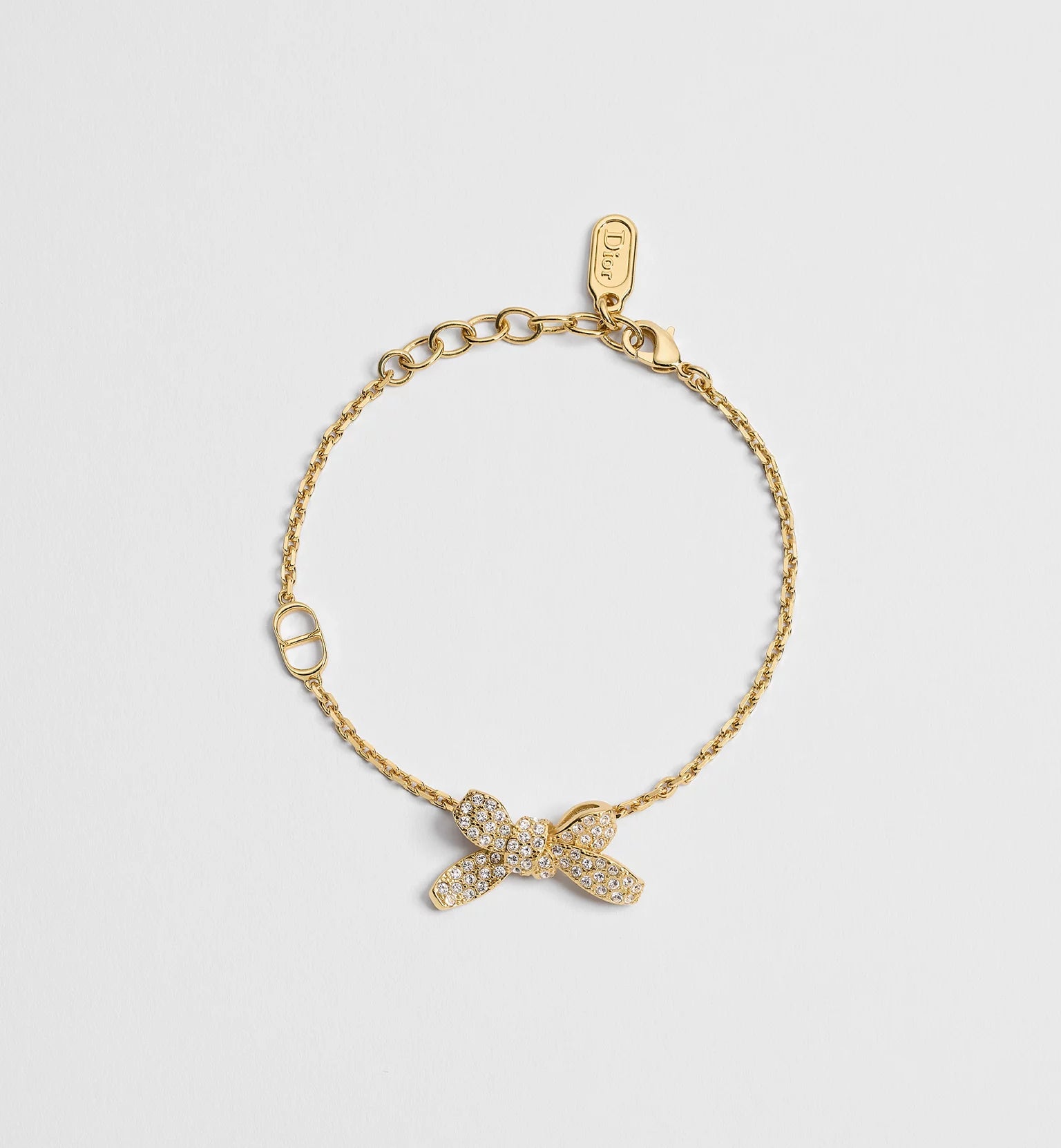 Authentic Dior Delicate Bow Bracelet – Gold Finish with Crystals