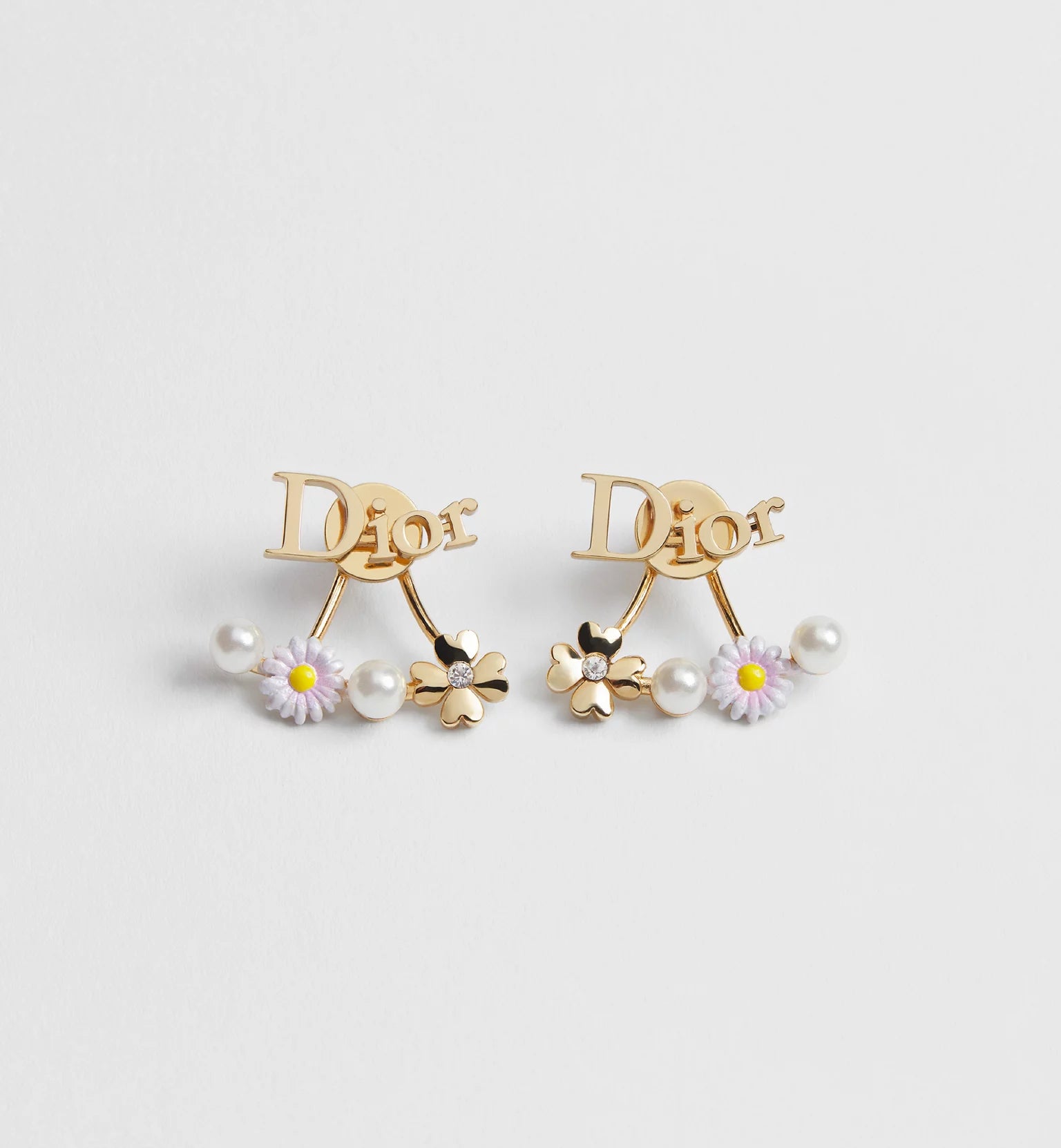 Authentic Dior Mini Daisy Pearl Earrings – Gold Tone