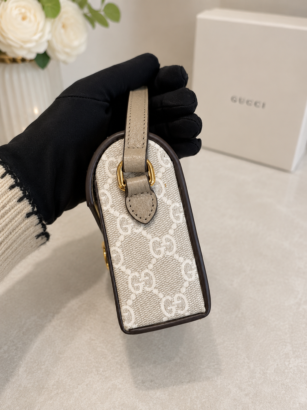 Gucci Horsebit 1955 Mini Crossbody Bag – White GG Supreme Canvas